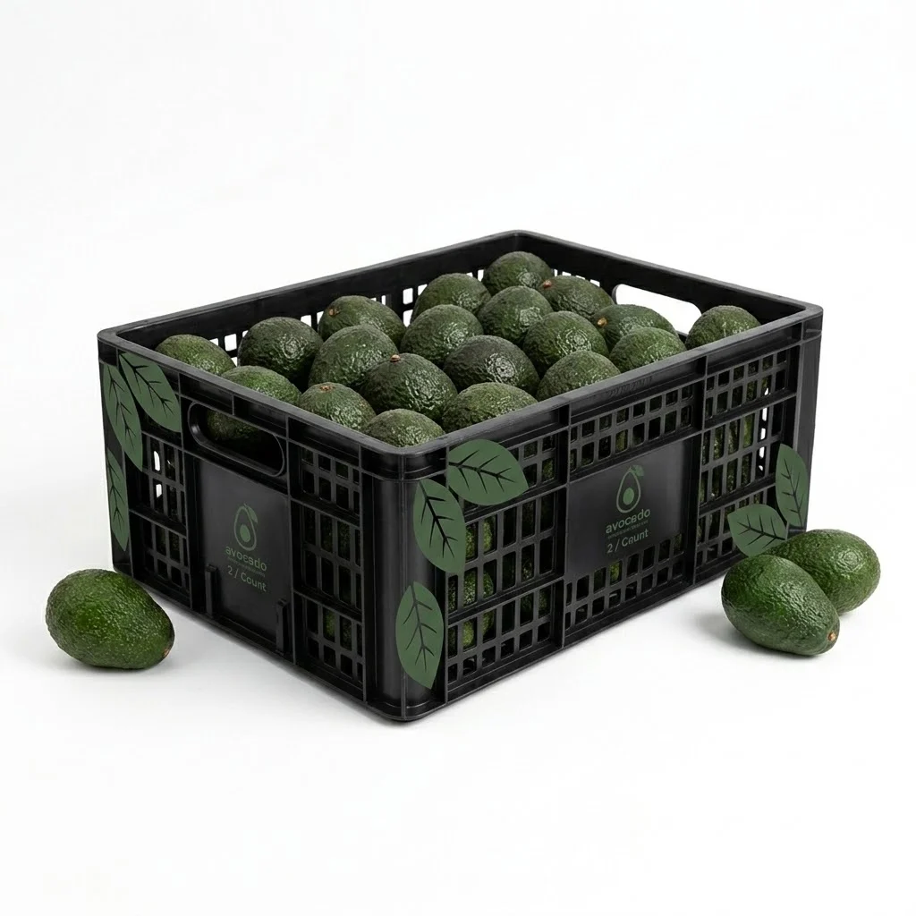 Caja de plastico de aguacates